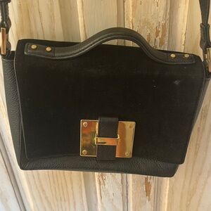 India Hicks Black and Gold Structured Satchel